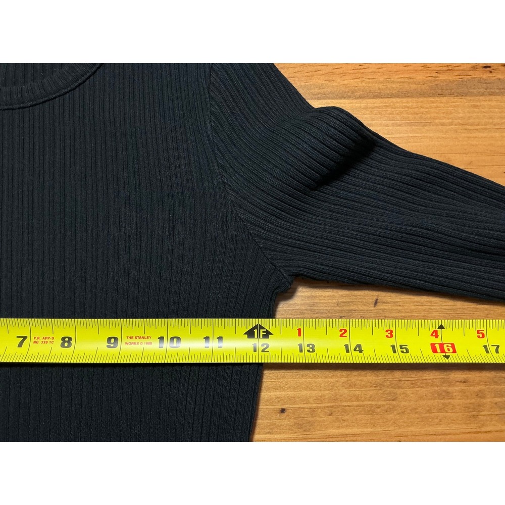 AGOLDE Alma Shrunken Crew Neck Ribbed‎ Long Sleeve Top Black XS A7119-1387 - Picture 5 of 9